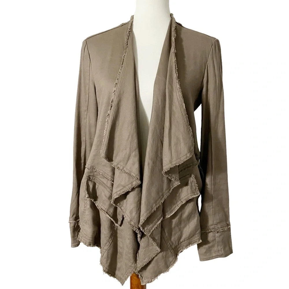 Free‎ People Raw Hem Femme Linen Waterfall Jacket